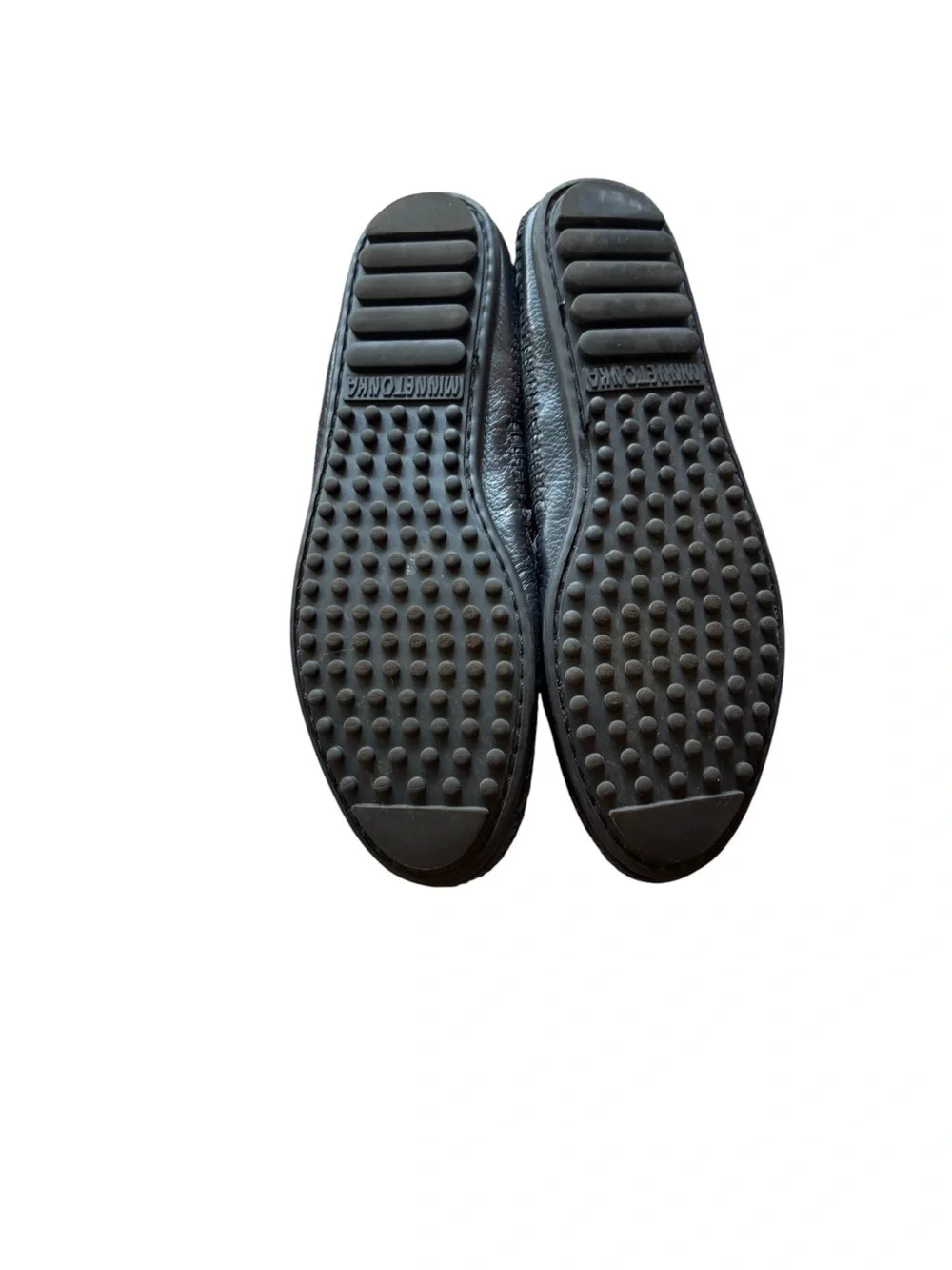 Minnetonka Slip On Moccasin Loafers Women 9 Navy Pebbled Leather Comfort Shoes